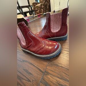 Mini Boden Red Leather Ankle Boots